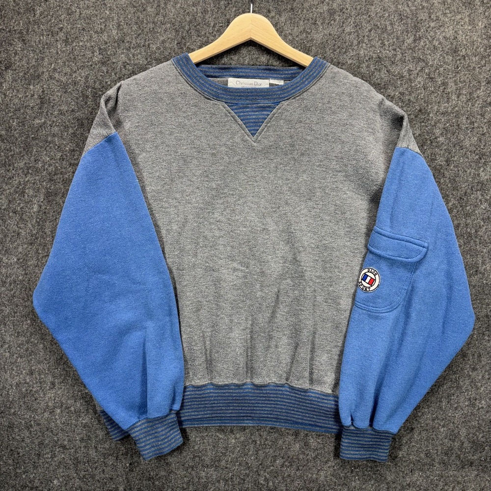 Vintage Christian Dior Monsiieur Crewneck Sweatshirt Men XL Dior Sport Blue Gray
